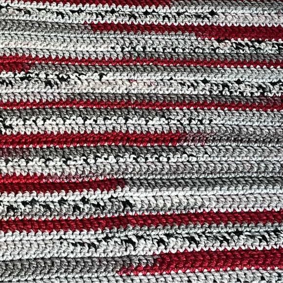 New Handmade Crochet Black, Gray, & Red Blanket - Picture 3 of 10